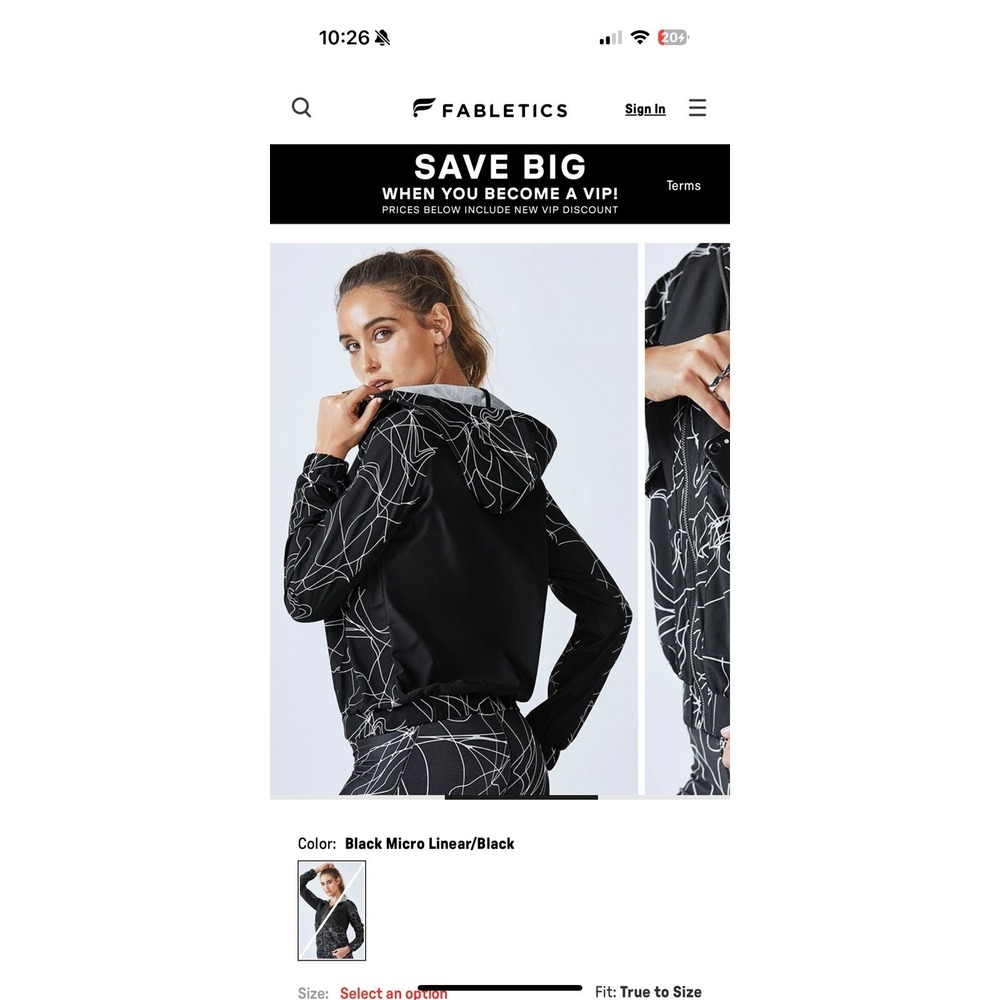 Fabletics Medium Jacket Black Micro Linear Like N… - image 8